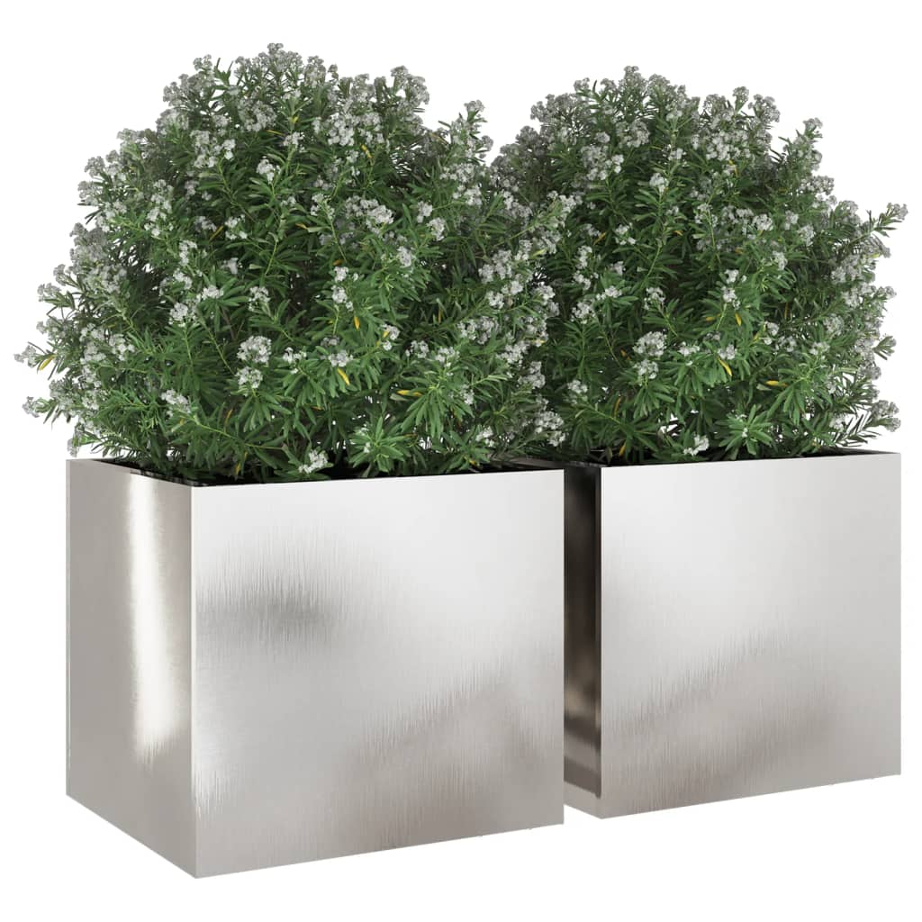 Fioriere 2 pz Argento 32x30x29 cm in Acciaio Inox