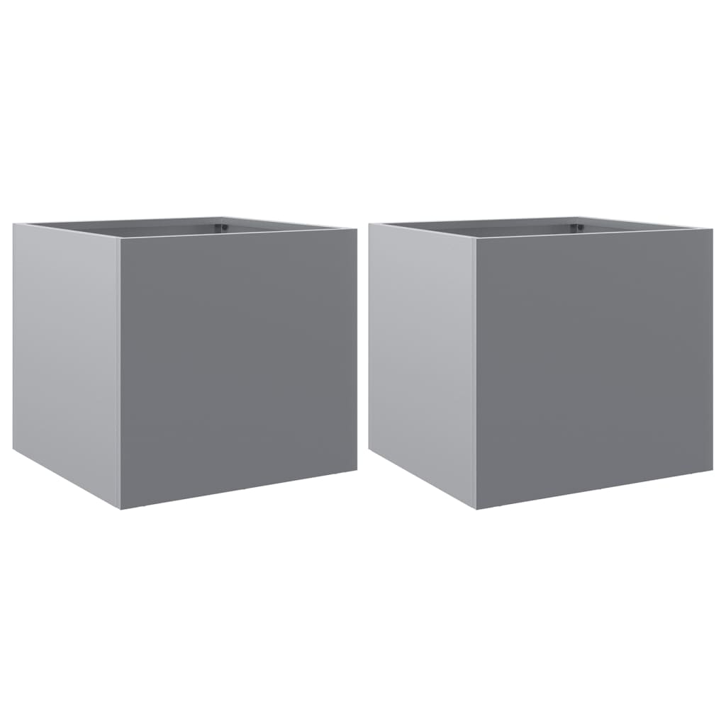 Fioriere 2pz Argento 32x30x29 cm in Acciaio Zincato
