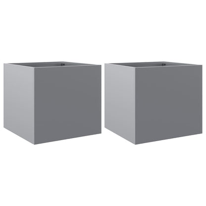 Fioriere 2pz Argento 32x30x29 cm in Acciaio Zincato
