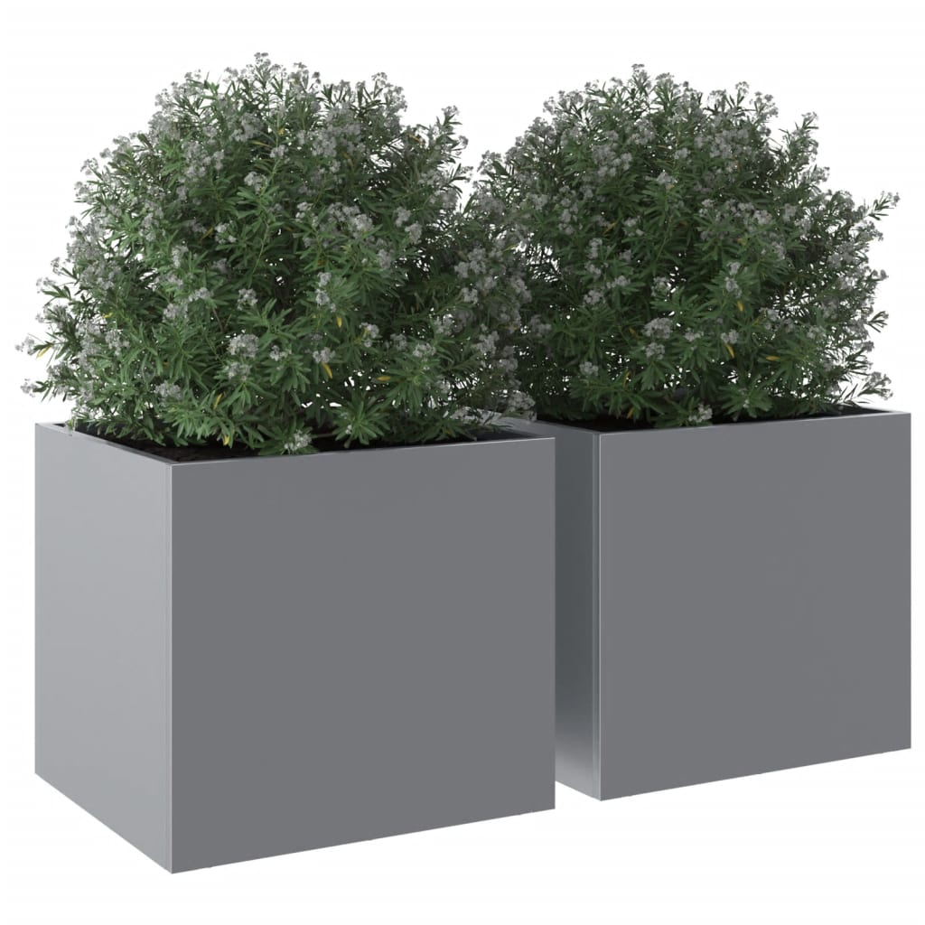 Fioriere 2pz Argento 32x30x29 cm in Acciaio Zincato