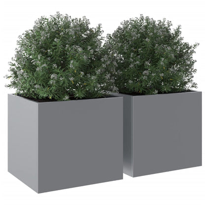 Fioriere 2pz Argento 32x30x29 cm in Acciaio Zincato