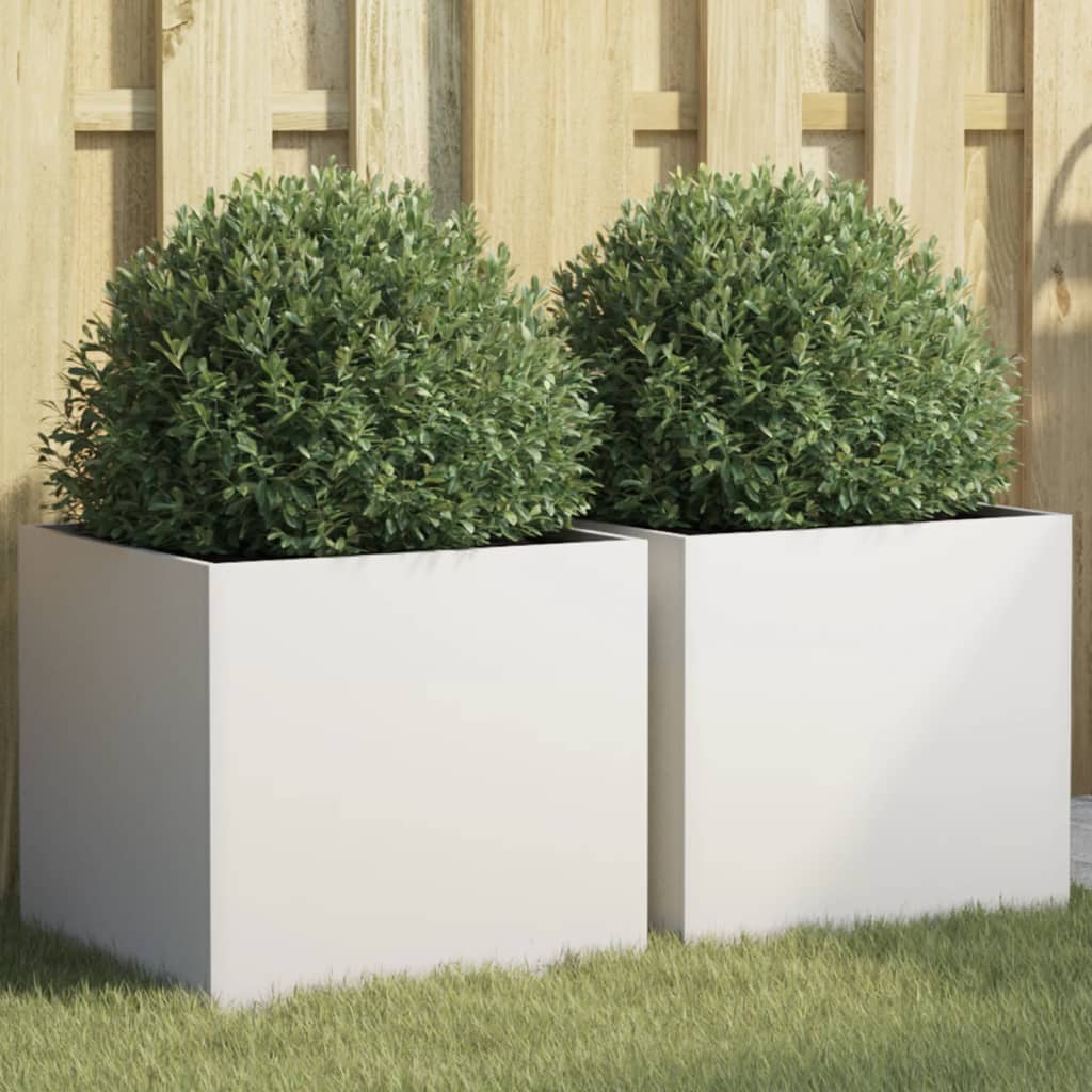 Fioriere 2 pz Bianche 42x40x39 cm in Acciaio