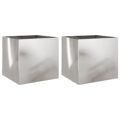 Fioriere 2 pz Argento 42x40x39 cm in Acciaio Inox