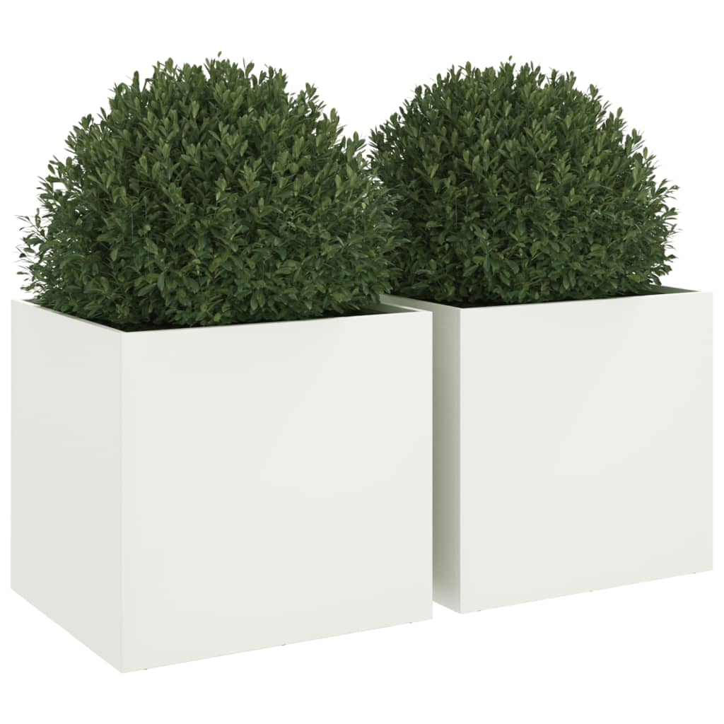 Fioriere 2 pz Bianche 49x47x46 cm in Acciaio