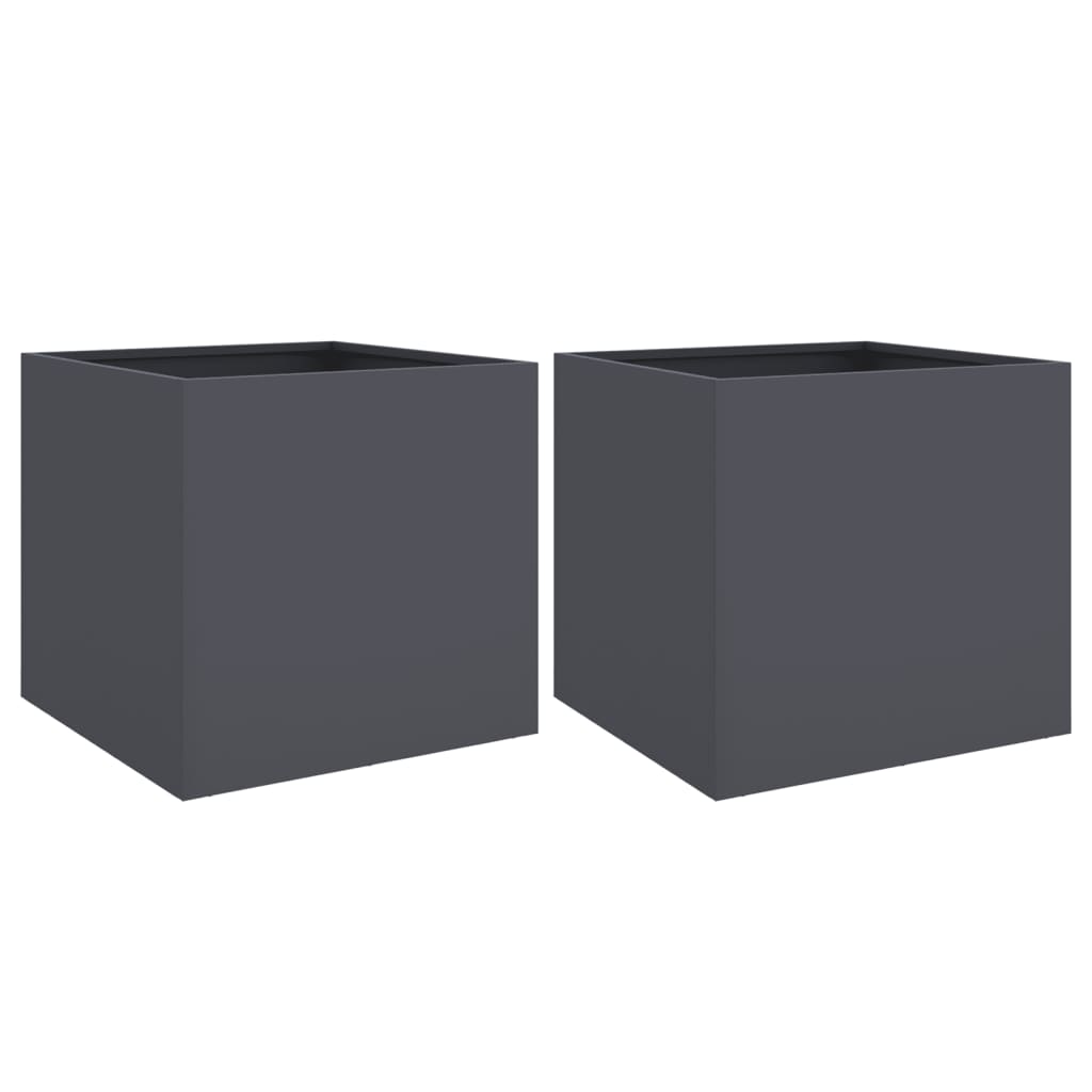 Fioriere 2 pz Antracite 49x47x46 cm Acciaio