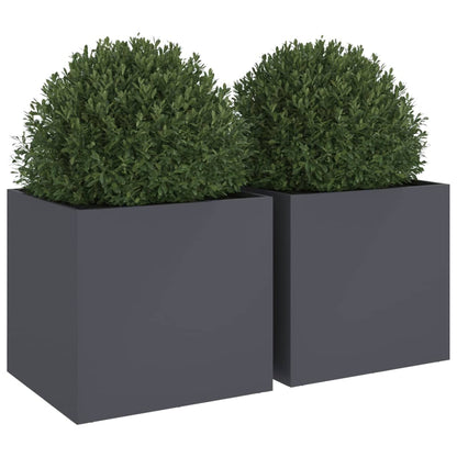 Fioriere 2 pz Antracite 49x47x46 cm Acciaio