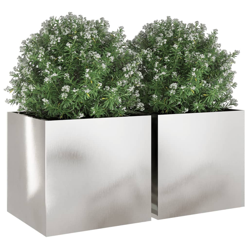 Fioriere 2 pz Argento 49x47x46 cm in Acciaio Inox