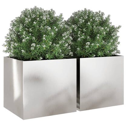 Fioriere 2 pz Argento 49x47x46 cm in Acciaio Inox