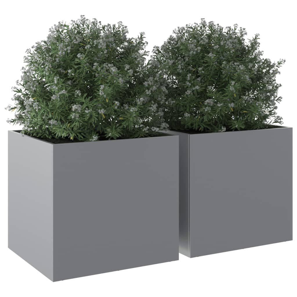 Fioriere 2pz Argento 49x47x46 cm in Acciaio Zincato