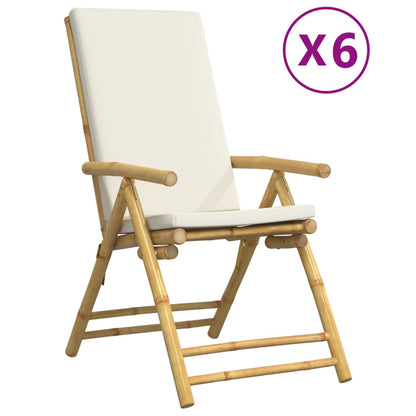 Sedie da Giardino Reclinabili 6 pz Cuscini Bianco Crema BambÃ¹