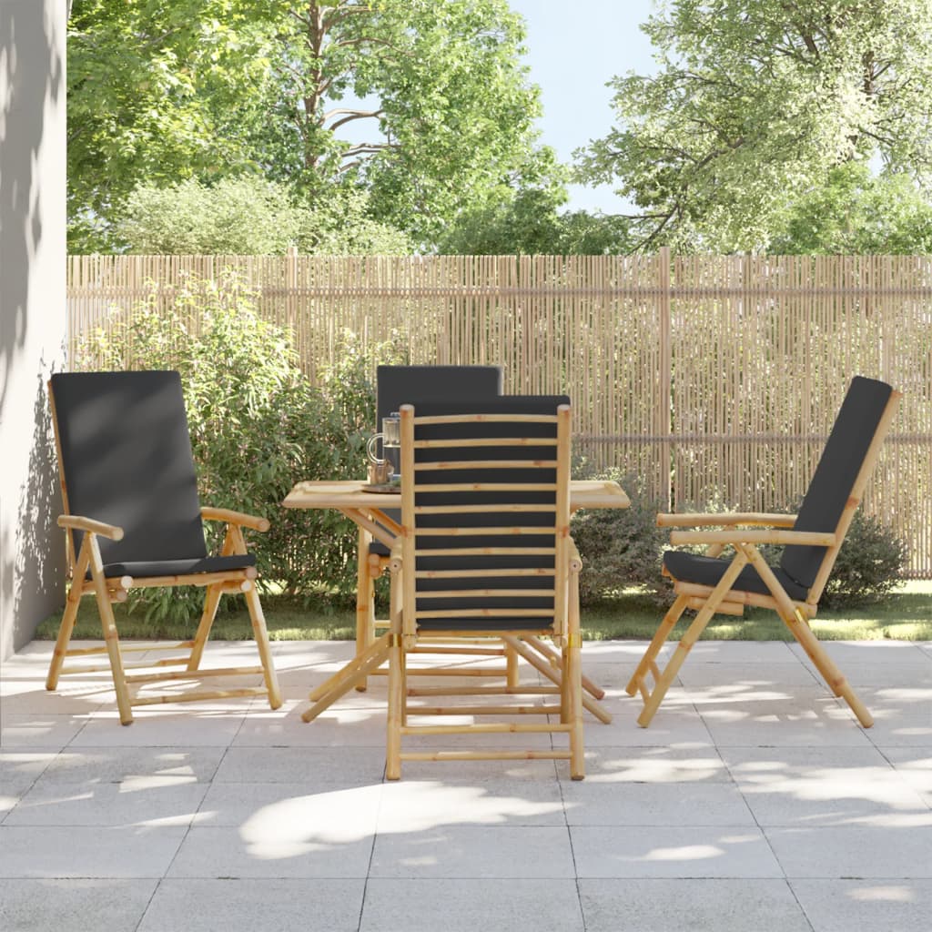 Sedie da Giardino Reclinabili 4 pz Cuscini Grigio Scuro BambÃ¹