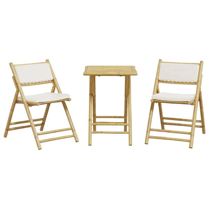 Set da Bistrot Pieghevole 3 pz Cuscini Bianco Crema in BambÃ¹