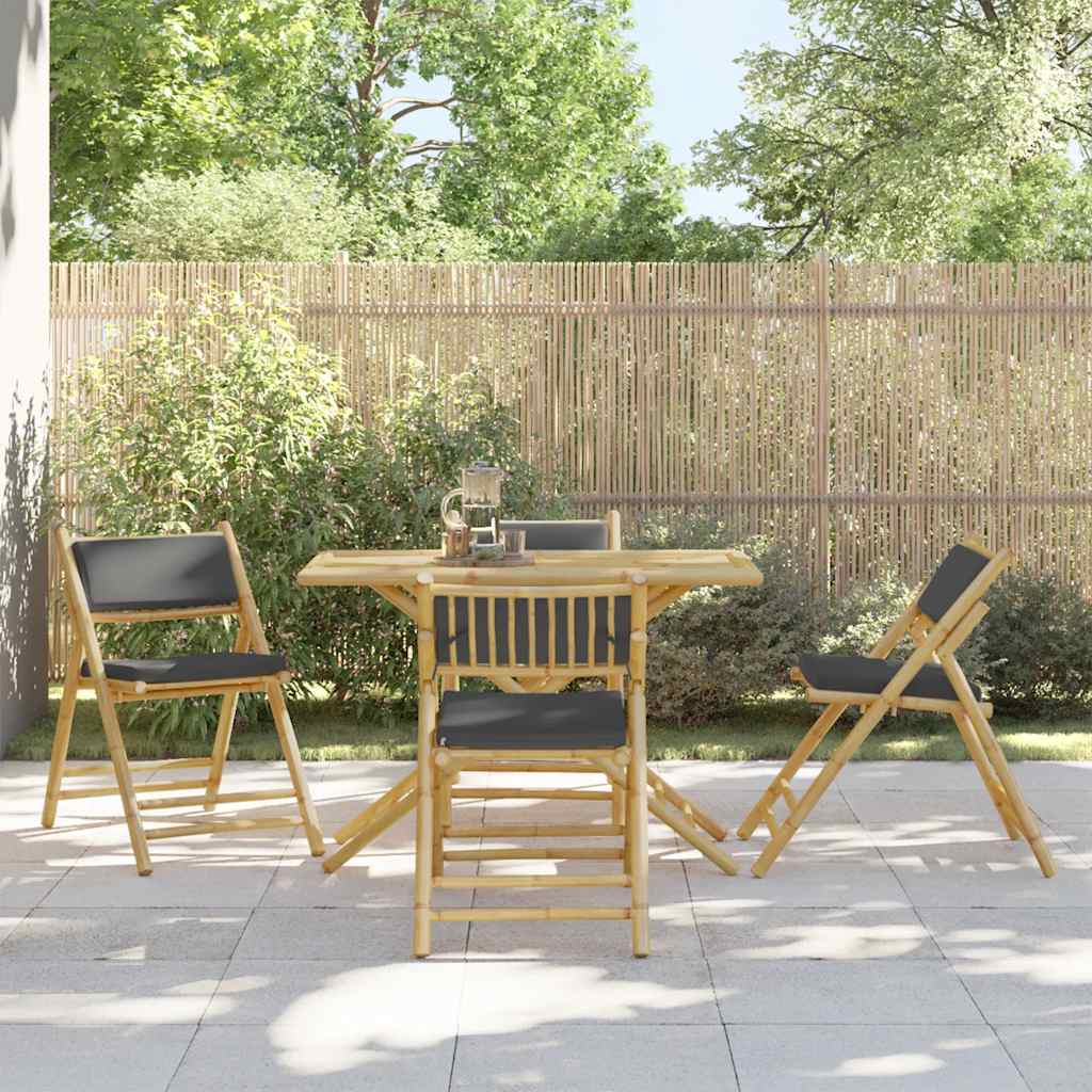 Set da Bistrot Pieghevole 5pz con Cuscini Grigio Scuro BambÃ¹
