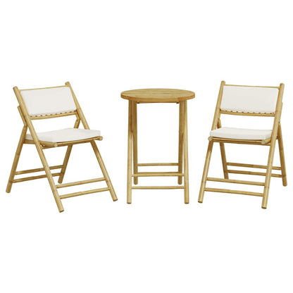Set da Bistrot Pieghevole 3 pz Cuscini Bianco Crema in BambÃ¹