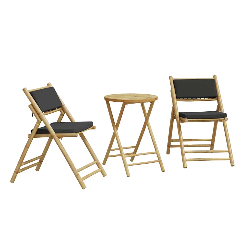 Set da Bistrot Pieghevole 3pz con Cuscini Grigio Scuro BambÃ¹
