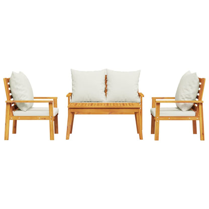 Set Salotto da Giardino 4pz con Cuscini Legno Massello Acacia