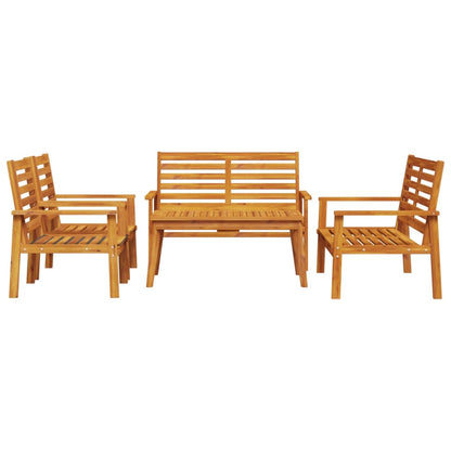 Set Salotto da Giardino 5 pz in Legno Massello di Acacia