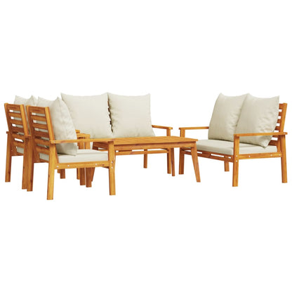 Set Salotto da Giardino 5 pz con Cuscini Legno Massello Acacia