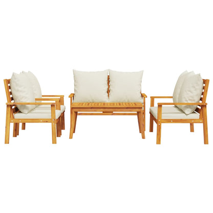 Set Salotto da Giardino 5 pz con Cuscini Legno Massello Acacia