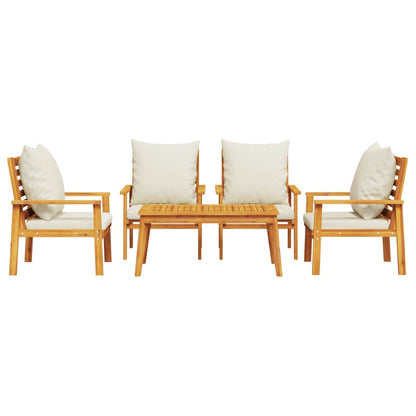 Set Salotto da Giardino 5 pz con Cuscini Legno Massello Acacia