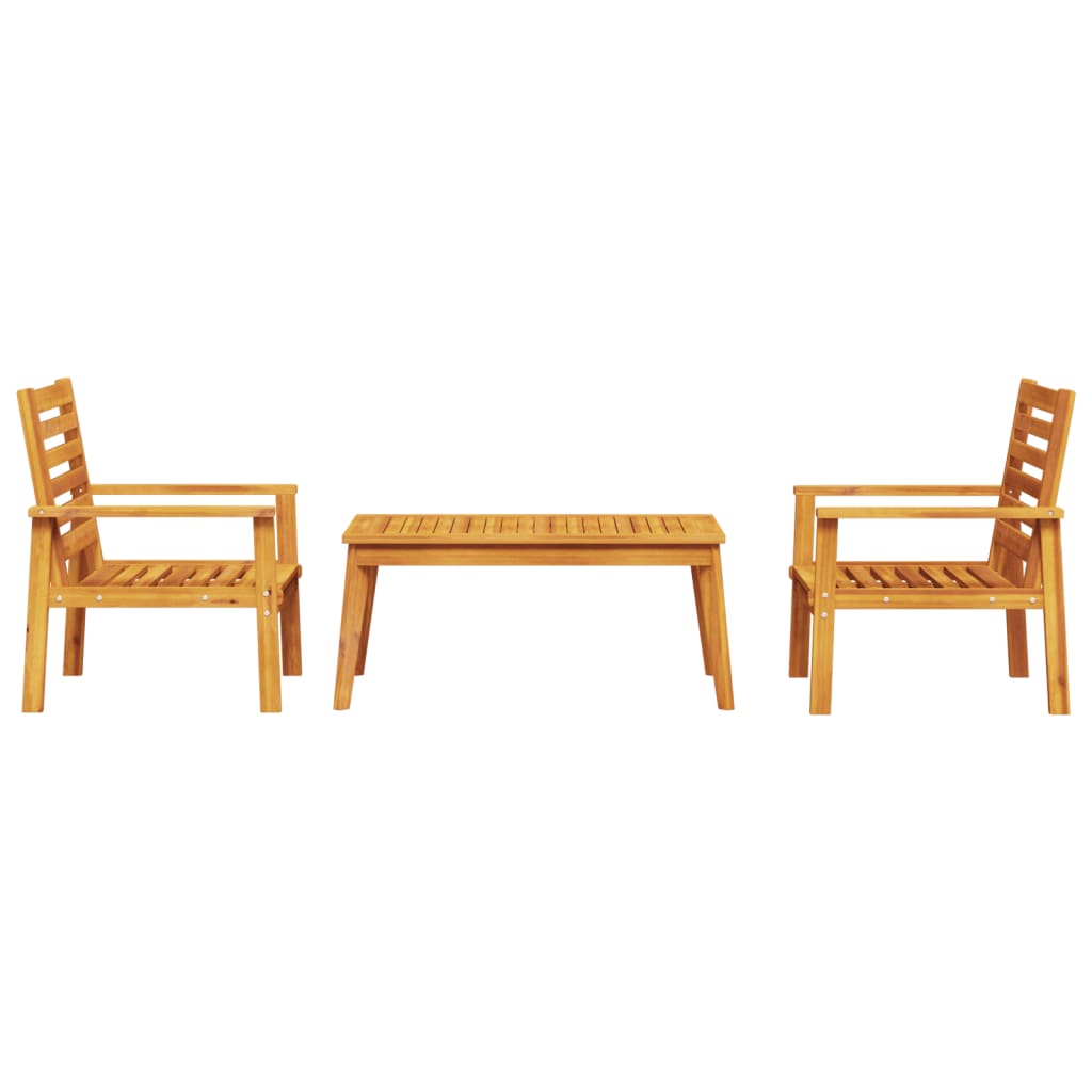 Set da Salotto da Giardino 3 pz in Legno Massello di Acacia