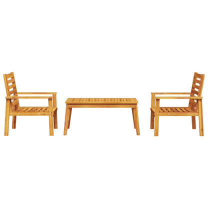 Set da Salotto da Giardino 3 pz in Legno Massello di Acacia
