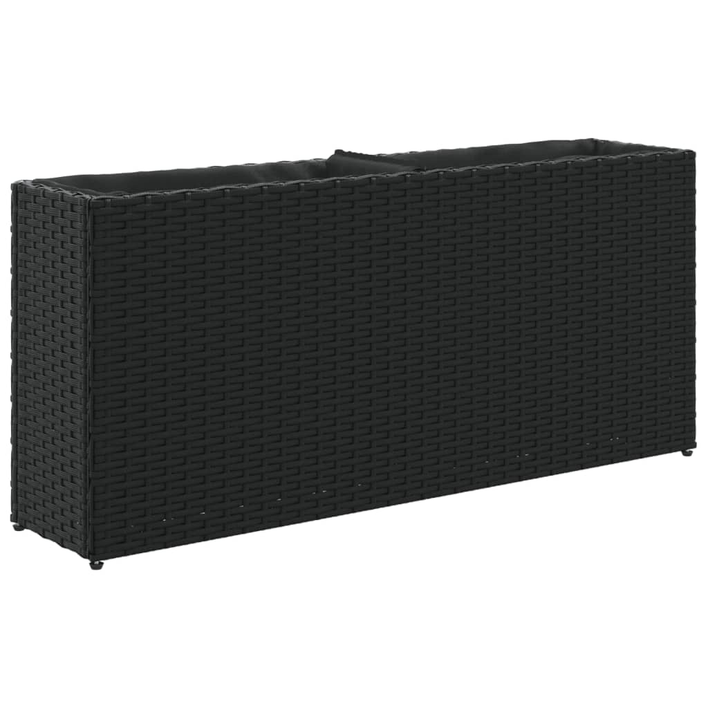 Fioriere da Giardino con 2 Vasi Nere 90x20x40 cm in Polyrattan