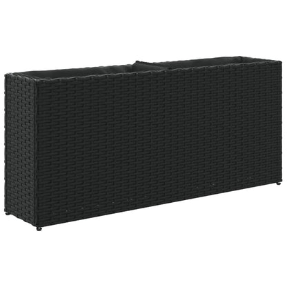 Fioriere da Giardino con 2 Vasi Nere 90x20x40 cm in Polyrattan