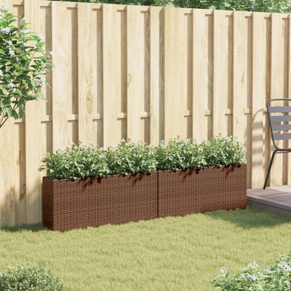 Fioriere da Giardino con 2 Vasi Marrone 90x20x40 cm Polyrattan