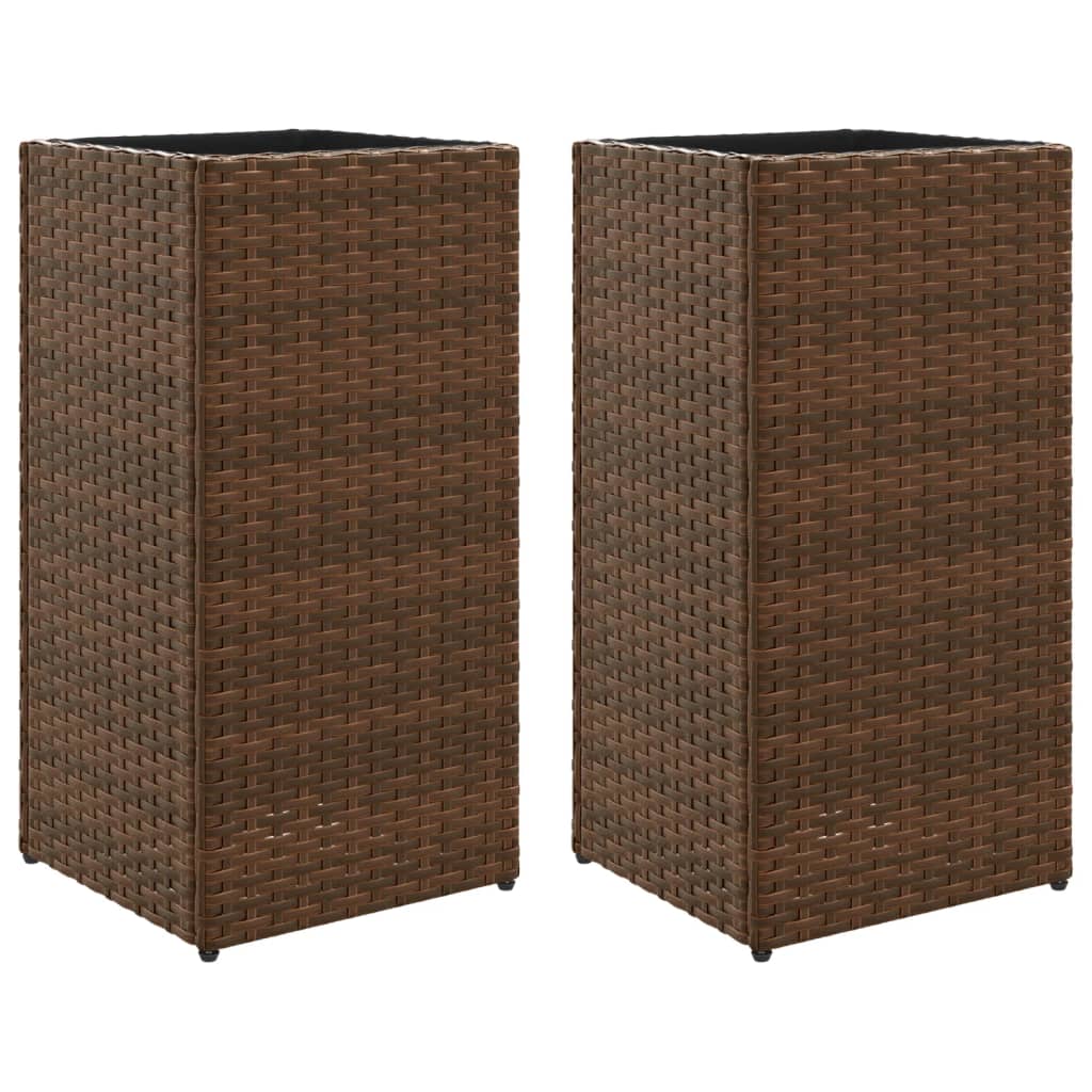 Fioriere da Giardino 2 pz Marrone 30x30x60 cm in Polyrattan