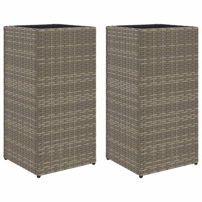 Fioriere da Giardino 2 pz Grigie 30x30x60 cm in Polyrattan