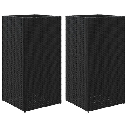 Fioriere da Giardino 2 pz Nere 40x40x80 cm in Polyrattan