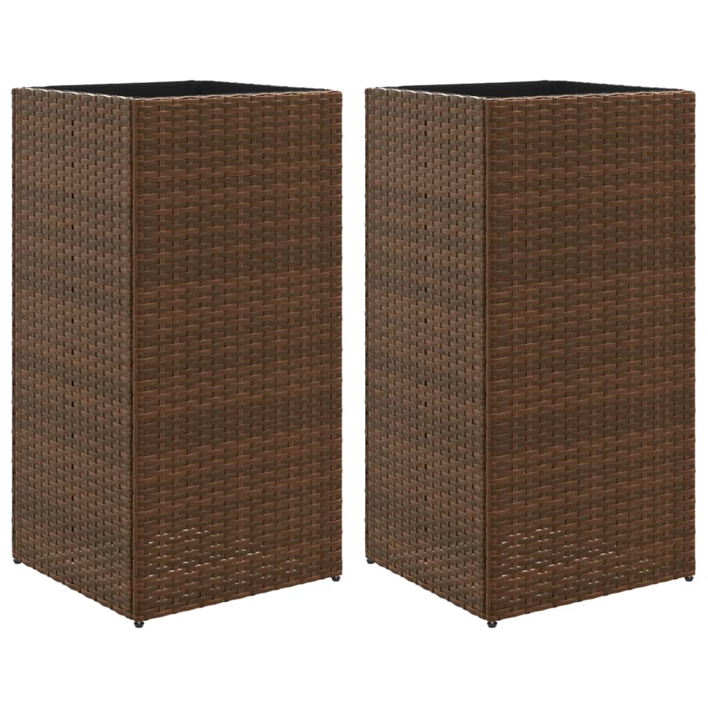 Fioriere da Giardino 2 pz Marrone 40x40x80 cm in Polyrattan
