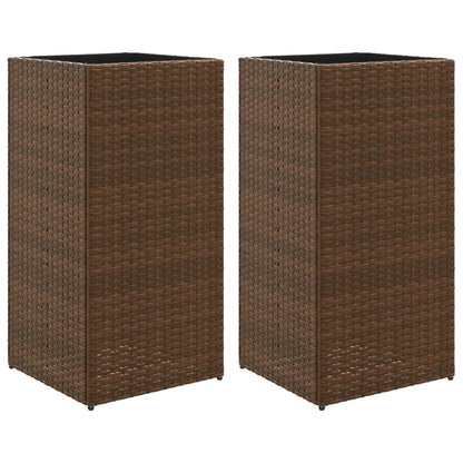 Fioriere da Giardino 2 pz Marrone 40x40x80 cm in Polyrattan
