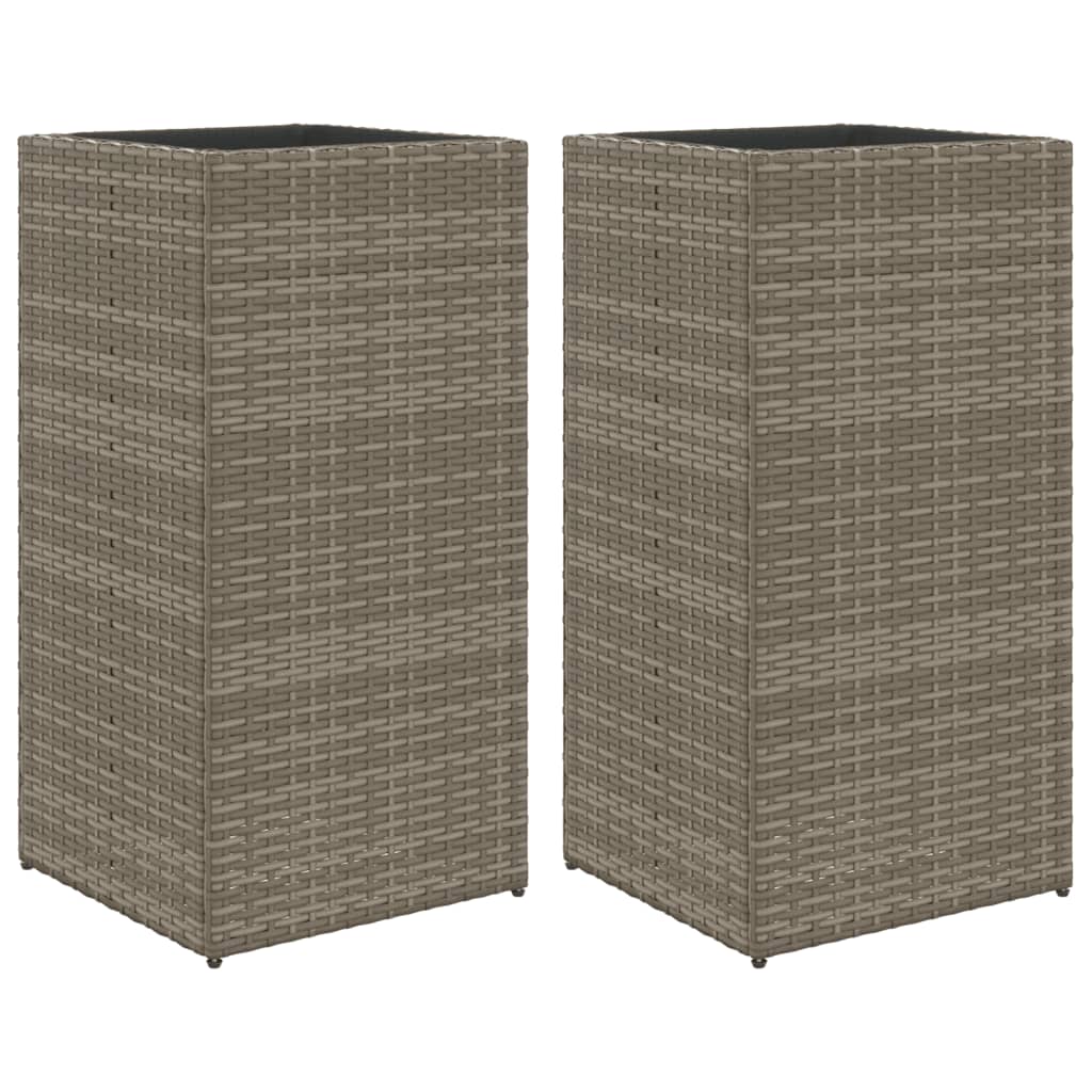 Fioriere da Giardino 2 pz Grigie 40x40x80 cm in Polyrattan