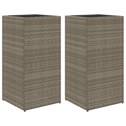 Fioriere da Giardino 2 pz Grigie 40x40x80 cm in Polyrattan