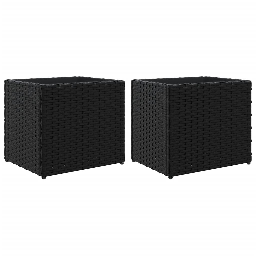 Fioriere da Giardino 2 pz Nere 36x30x32 cm in Polyrattan