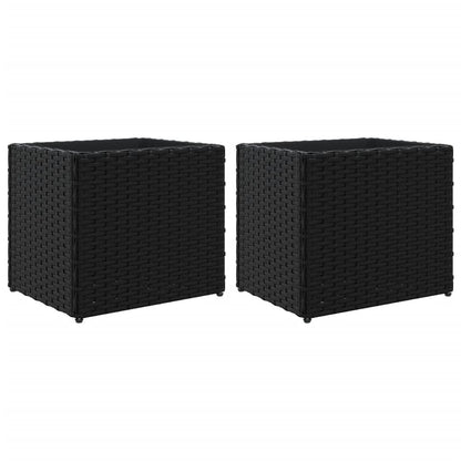 Fioriere da Giardino 2 pz Nere 36x30x32 cm in Polyrattan