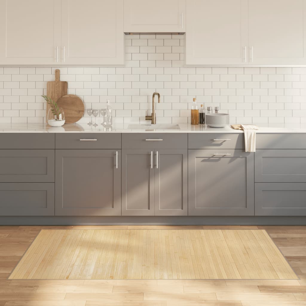 Tappeto Rettangolare Naturale Chiaro 100x200 cm in BambÃ¹