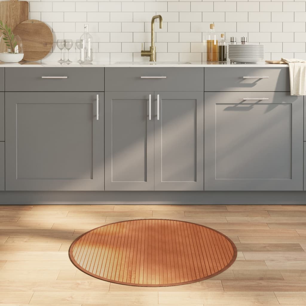 Tappeto Rotondo Marrone 80 cm in BambÃ¹