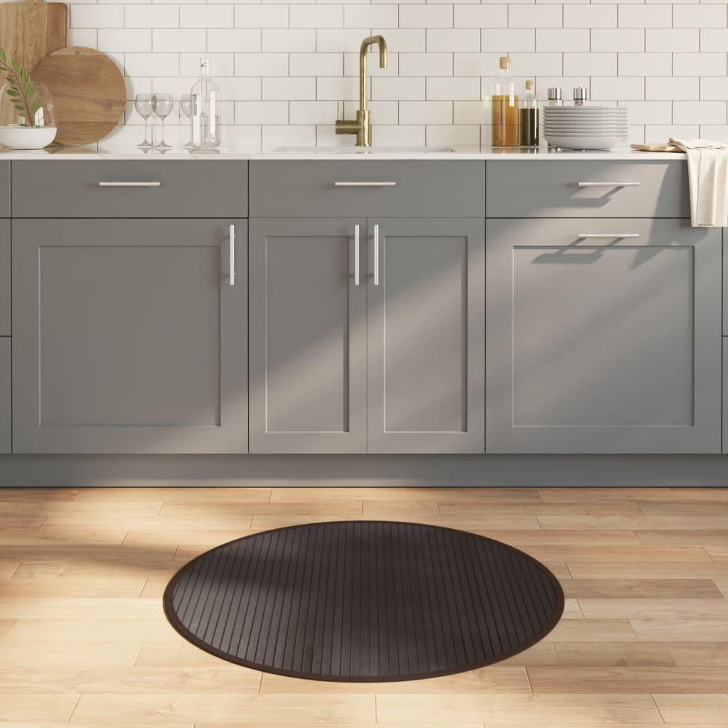 Tappeto Rotondo Marrone Scuro 80 cm in BambÃ¹