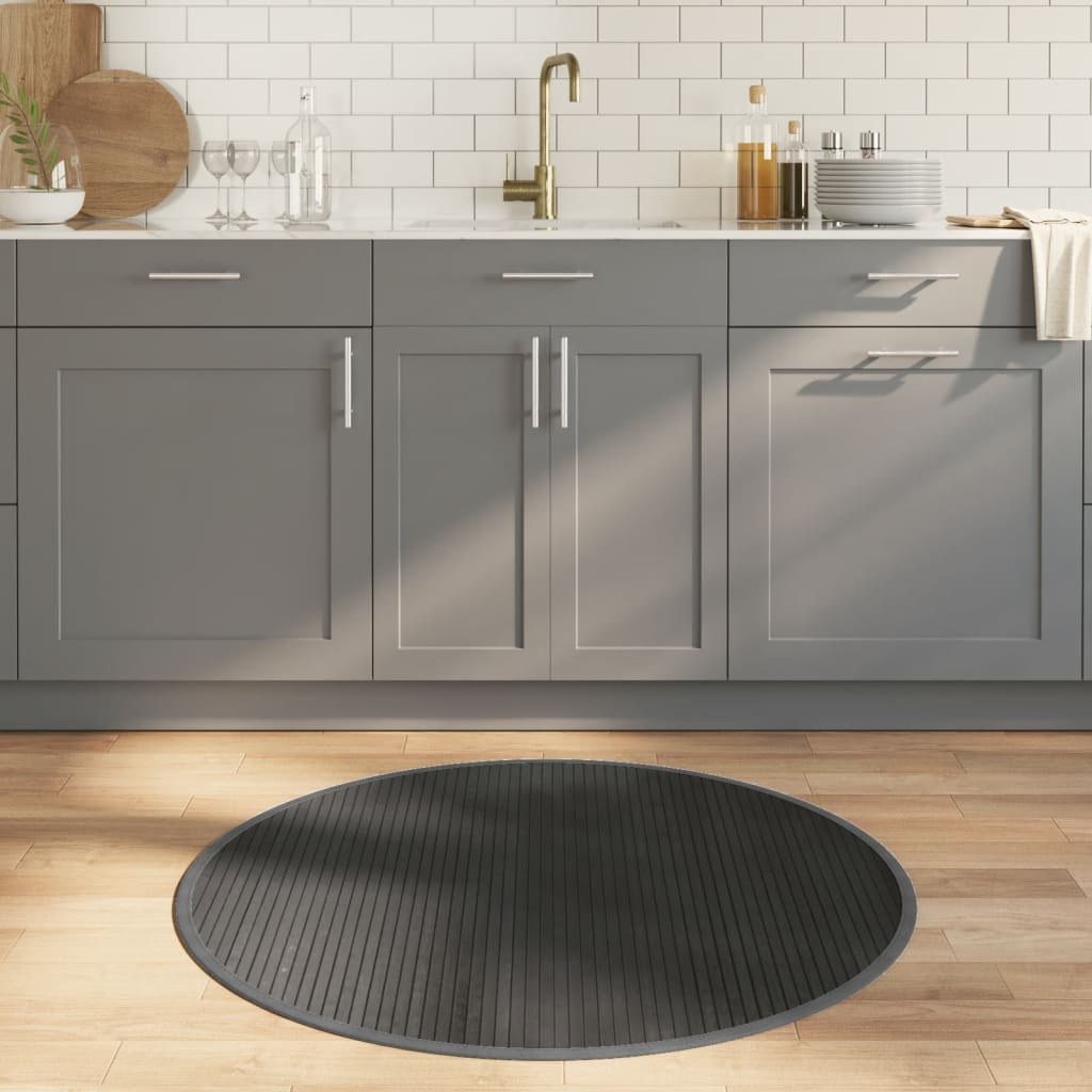 Tappeto Rotondo Grigio 100 cm in BambÃ¹