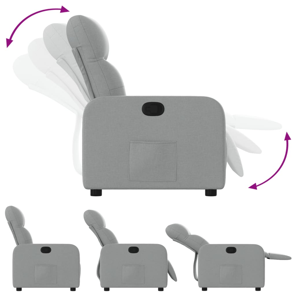 Poltrona reclinabile in tessuto grigio chiaro