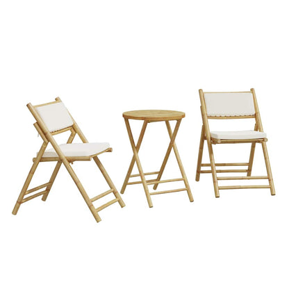 Set da Bistrot Pieghevole 3 pz Cuscini Bianco Crema in BambÃ¹