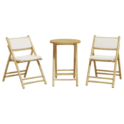 Set da Bistrot Pieghevole 3 pz Cuscini Bianco Crema in BambÃ¹
