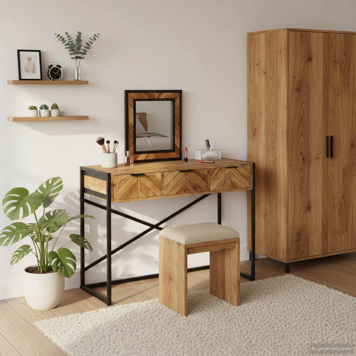 Tavolo da Trucco con cassetto Marrone 100 x 40 x 120 cm