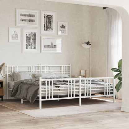 Giroletto con Testiera e Pediera Metallo Bianco 193x203 cm