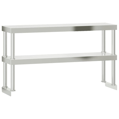 Ripiano per Tavolo da Lavoro 2 Piani 110x30x65 cm Acciaio Inox