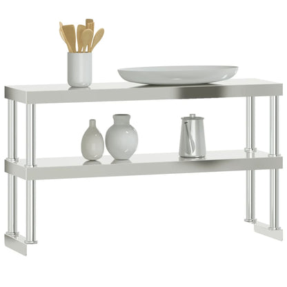 Ripiano per Tavolo da Lavoro 2 Piani 110x30x65 cm Acciaio Inox