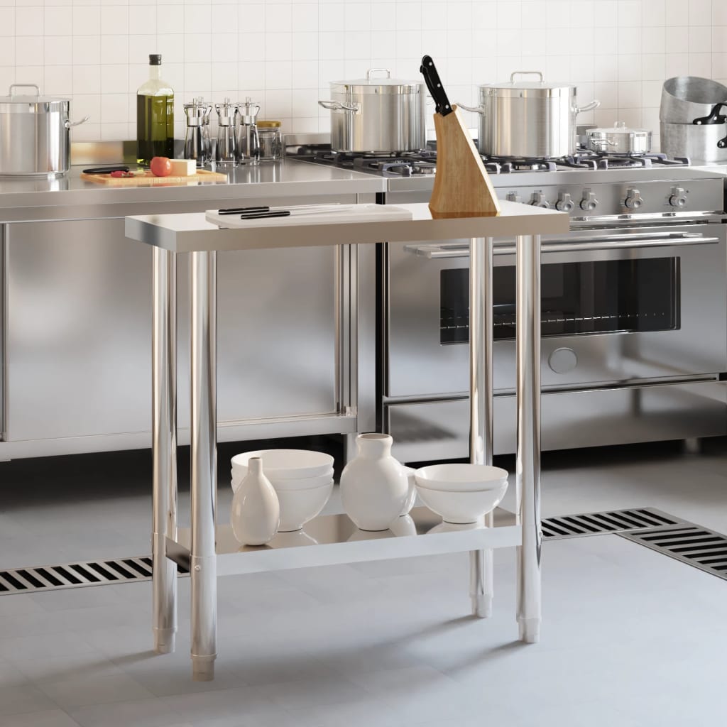 Tavolo da Lavoro da Cucina 82,5x30x85cm in Acciaio Inossidabile